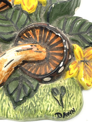Vintage 70’s Mushrooms Orange Yellow Green Brown Chalkware Wall Art Retro