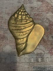Brass Sea Shells -Relief Placques Decor Nautical Beach Decor Set Of 2