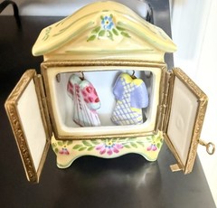 Authentic Vintage Limoges 6/500 Armoire w/Hanging Clothes