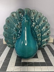 Vintage Italian Majolica Peacock Stunning Unique 11″ Wing Span