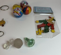 Vintage Junk Drawer Lot Clown Jet Balls Taiwan Keychains Novelty Toys 17 Pc OOAK