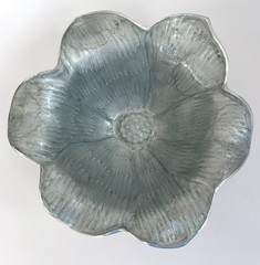 Julia Knight 8″ Lily Flower Bowl Sand Cast Aluminum Silver Enamel