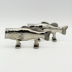 Bass Fish Shaped Boat Dock Cleat Nautical 316 Marine Stainless Steel Lot of 2