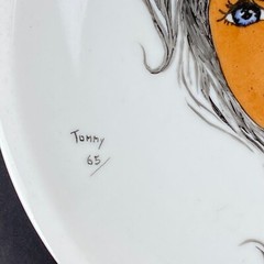 Vintage Painted Blue Eyed Girl Tommy 65 Porcellana Maua Brazil Collectible Plate
