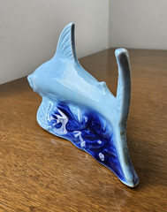 Vintage Large Blue Shark Figurine Sculpture Ocean Life From Brazil 9 Inches Long