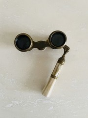 Antique Clomont Paris Victorian Mother of Pearl Brass Glasses Binoculars Handle