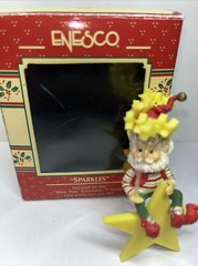 Enesco North Pole Ornament Wee Tree Trimmers 1991 Sparkles In Original Packaging