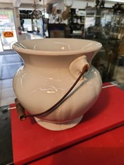 Late 1800’s Early 1900’s Antique Chamber Pot With Metal Wire & Wood Handle Nice!