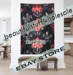 Gothic Wall Tapestry Victorian Red Pattern baroque textile aesthetic 59X82 in