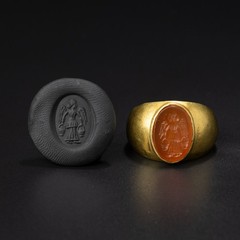 Roman Gold Ring with Carnelian Intaglio Circa 1st-2nd Century AD