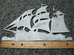 Nautical Wall Decor Cast aluminum 3 Mast Ship – 9 3/4″ x 6 ” – Schooner – Black