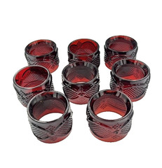 VTG Ruby Red Avon 1876 Cape Cod Glassware Set of 8 Napkin Rings – EXCELLENT