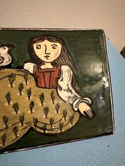 Tile/Hot Plate Switzerland Woman Bird Big Dress