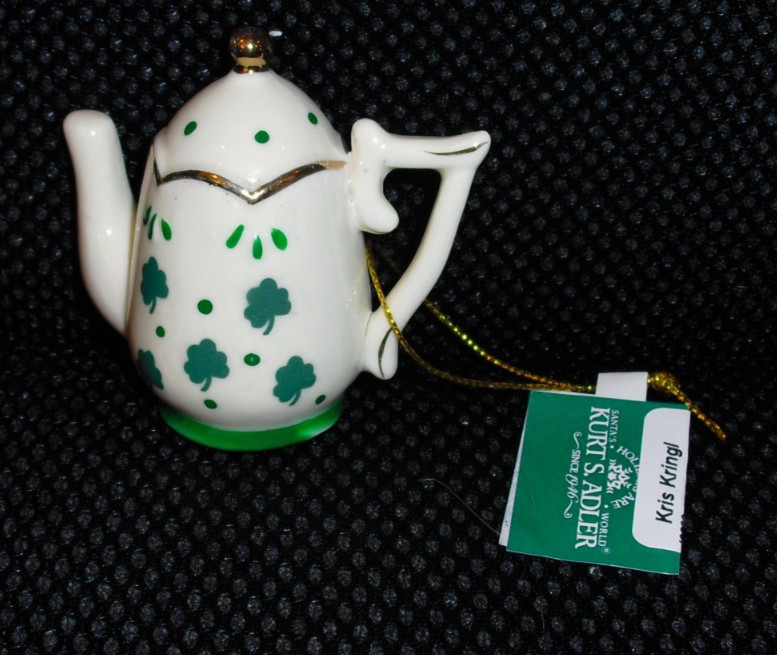 2.5″ KURT ADLER PORCELAIN IRISH Tea Pot Teapot Shamrock Dome Top Ireland