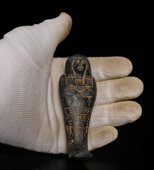 Authentic Ancient Egyptian Ushabti Set of 3 Wrapped in Linen Artifact Figure BC