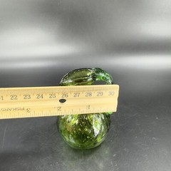 Hand Made Art Glass Green Optic Jug Miniature Pitcher Hand Blown Glass Decor VTG