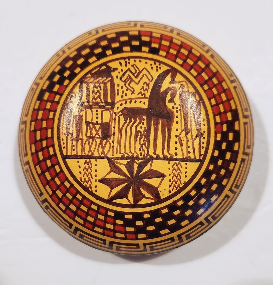 Hand Made In Greece 800 BC Copy Reproduction Geometric Clay Pottery Trinket Box