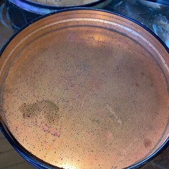 Vtg/antique deco copper Victorian hand painted tin Round advertising butterfly
