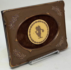 WEDGWOOD Cane Yellow & Brown Jasperware Dancing Hours Medallion Plaque, Framed