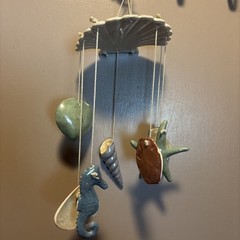Ceramic Nautical Ocean Beachy With Corals Starfish And Shells Wind Chime Mobile
