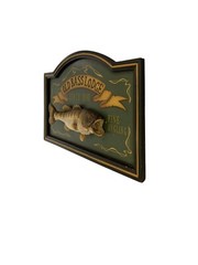Sign Old Bass Lodge Plaque 3D Fish Wall Mount Cabin Garage Man Cave Decor