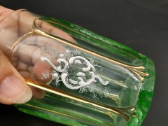Antique Green White Enameled White Design Tumbler Gold Detail