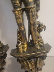 Vintage Pair 1965 Burwood Medieval Soldiers knight Wall Hanging Black & Gold
