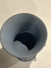 Vintage Wedgwood Blue Jasperware Vase Mini Urn White Classical Relief Decoration