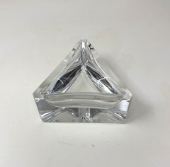 Vtg ATLANTIS Portugal Full Lead Crystal Triangle Trinket /Candy Dish MCM Style