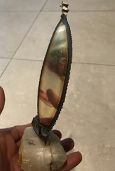 DeMott Brass Sailboat Sculpture Onyx Stone Base Signed