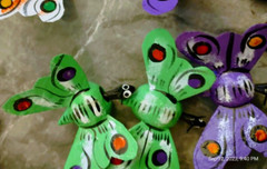 Miniature Wooden Bobble Head Painted Mexican Folk Art BUTTERFLY 3 pieces