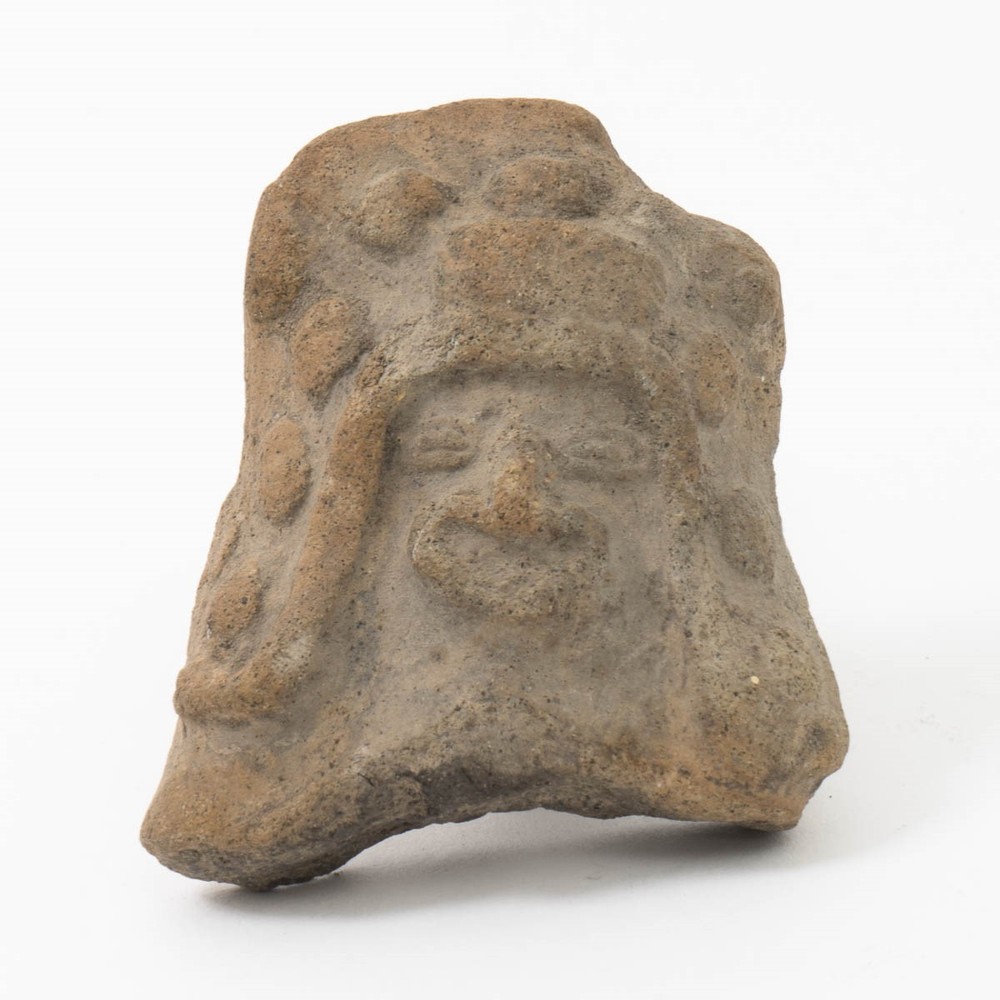 Authentic Pre-Columbian Stone Artifact Deity Head Figural Artifact 2-3/4″ Wide