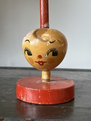 Antique Hat Wig Stand Painted Flapper Lady Girl – ART DECO possibly German 20s