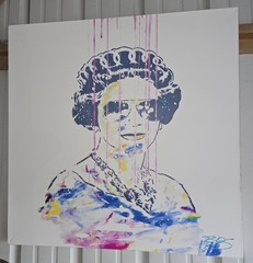 Queen Elizabeth 30″x30″ Pop Art Painted Printed Canvas