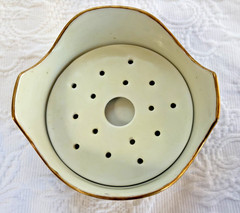 Vtg T & V Limoges France Footed Butter &Cheese Bowl Handpainted Roses Gold Gild