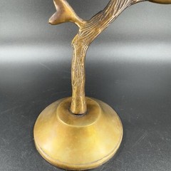 Vintage Brass Love Birds Sitting On The Tree Sculpture Figurine Heavy Figure VTG