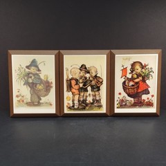 Hummel Wooden Lacquered Wall Plaques Zug/Switzerland Children 6.75 x 5″ Set Of 3
