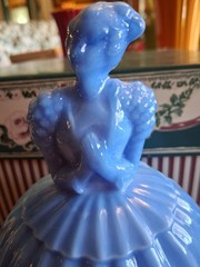 Akro Blue Slag Glass Lady