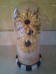 Sunflower Gifts for Women, Sunflowers Artificial Flowers in Glass Dome with LED