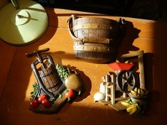 Vintage Homco 3-Piece Wall Decor Set – Cast Aluminum – Apple Cider Press, Corn S
