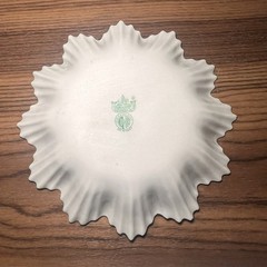 Belleek TRINKET DISH 6” Leaf Plate Star Mark Green Luster Ireland Vintage