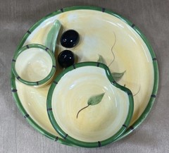 Vintage 3D Appetizer Snack Serving Plate Dish Signed Cali 7.5 inch