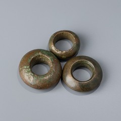Lot of 3 Ancient Greek Bronze Spindle Whorls Ring Money [3pcs, 323gram]