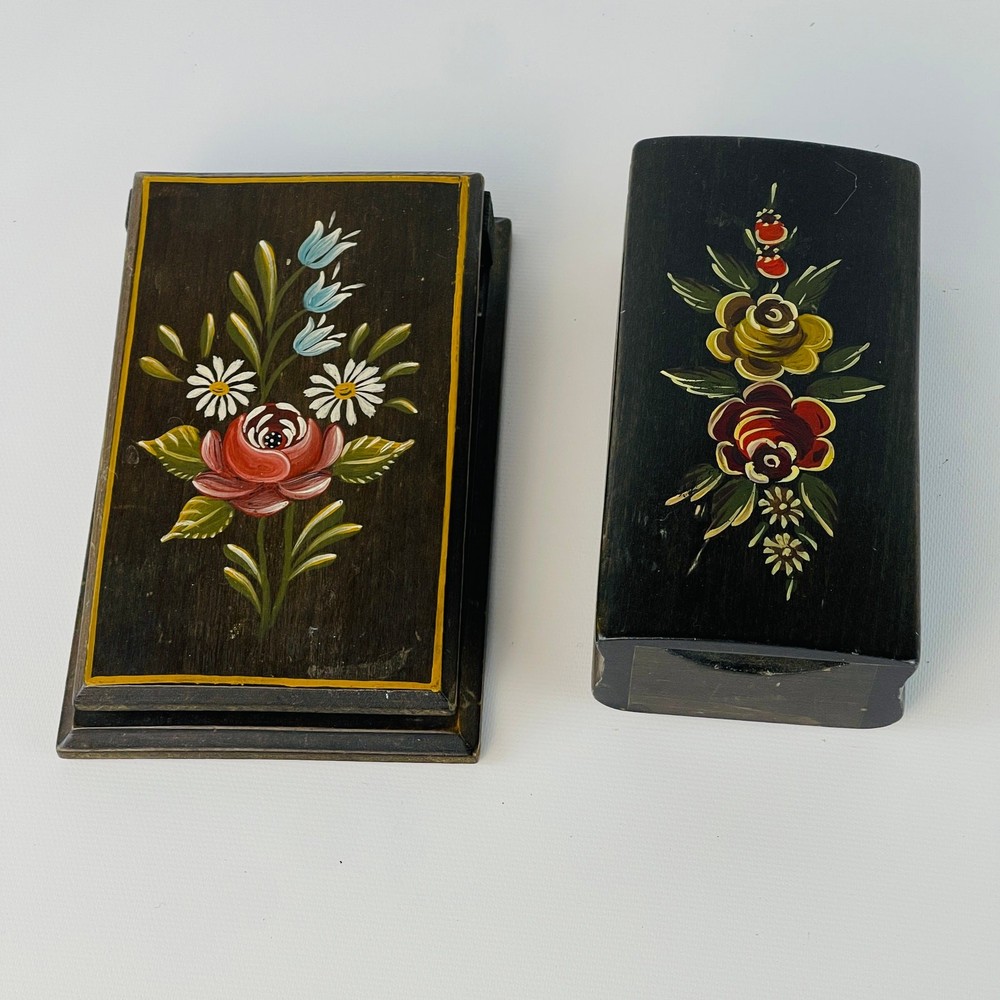 Handmade Tole Art Note Pad Holder and Brush from Switzerland