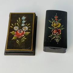 Handmade Tole Art Note Pad Holder and Brush from Switzerland