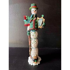Vintage 2000 Lenox Shamrock Snowman Collectable Figurine Tall Pencil Figure