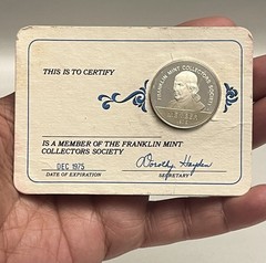 1975 Franklin Mint Collectors Society Member Coin Sterling Silver