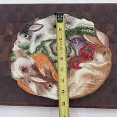 Vintage 1996 Fitz & Floyd – Bunnies in the Garden Patch Plate Ceramic Rabbit’s