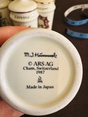 Vintage Spice Jars w/Lids 1987 MJ HUMMEL Porcelain Set of 6 Alpine Switzerland