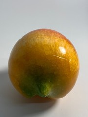 Vintage Alabaster Fruit Peach Apricot Exposed Pit Seed w/ Wood Stem